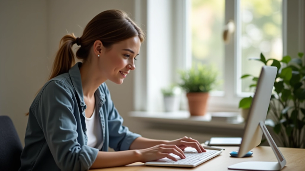 Assistant virtuel travaillant à distance, gérant des tâches administratives sur son ordinateur