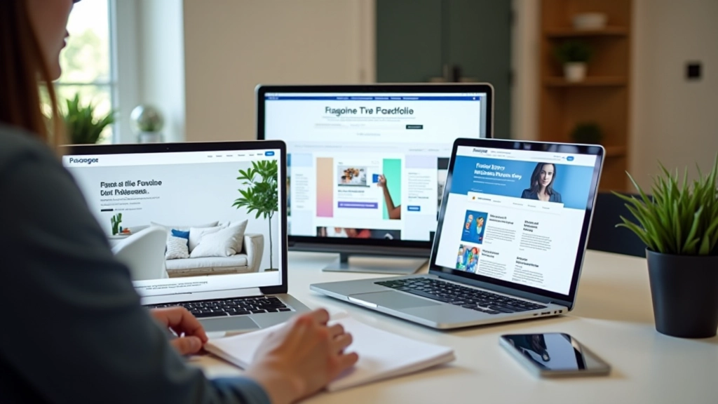 Écrans multiples montrant différentes plateformes de freelance et portfolios