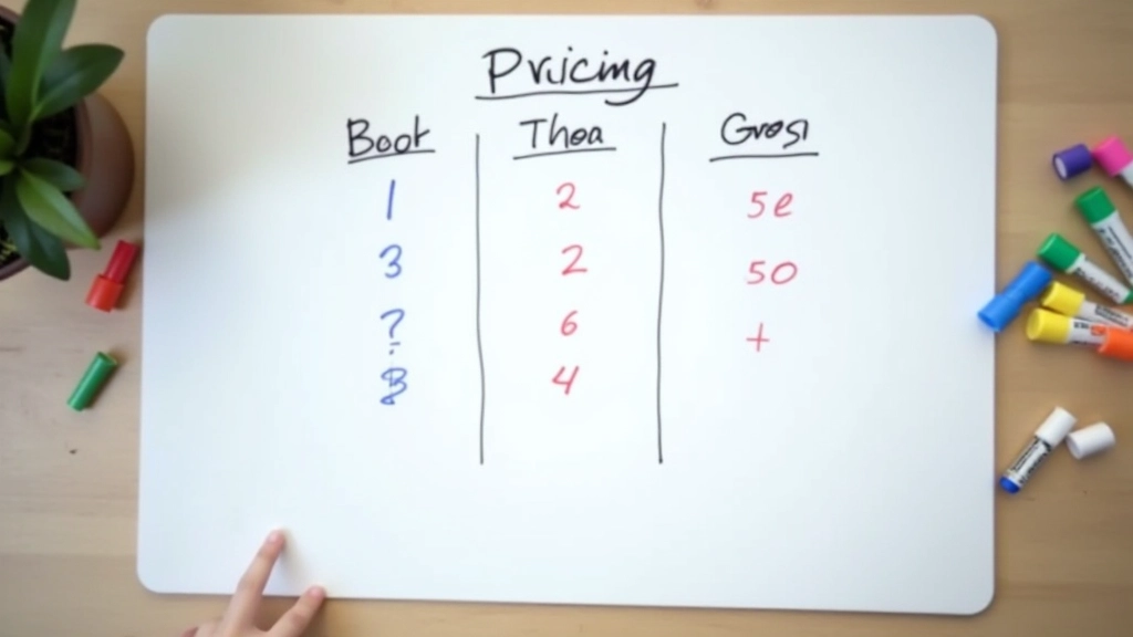 Graphique tarifaire et budget sur tableau blanc avec marqueurs colorés
